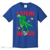 I Steal Hearts Autism Awareness Dinosaur Kids T-Shirt thumb 0
