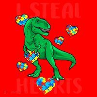 I Steal Hearts Autism Awareness Dinosaur Santa Hat thumb 1