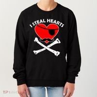 I Steal Hearts Pirate Crossbones Mustache Valentine's Day Design Women's Sweatshirt thumb 0