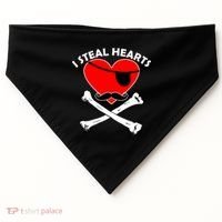 I Steal Hearts Pirate Crossbones Mustache Valentine's Day Design USA-Made Doggie Bandana thumb 0