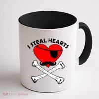 I Steal Hearts Pirate Crossbones Mustache Valentine's Day Design Coffee Mug thumb 1