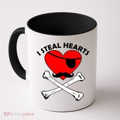 I Steal Hearts Pirate Crossbones Mustache Valentine's Day Design Coffee Mug