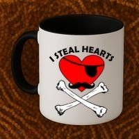 I Steal Hearts Pirate Crossbones Mustache Valentine's Day Design Coffee Mug thumb 2