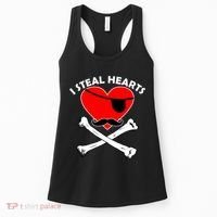 I Steal Hearts Pirate Crossbones Mustache Valentine's Day Design Women's Tank Top thumb 0