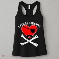 I Steal Hearts Pirate Crossbones Mustache Valentine's Day Design Women's Tank Top thumb 3