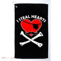 I Steal Hearts Pirate Crossbones Mustache Valentine's Day Design Golf Towel thumb 0