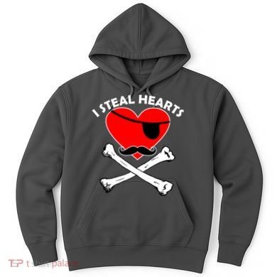 I Steal Hearts Pirate Crossbones Mustache Valentine's Day Design Hoodie