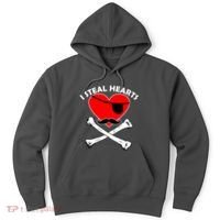 I Steal Hearts Pirate Crossbones Mustache Valentine's Day Design Hoodie thumb 0