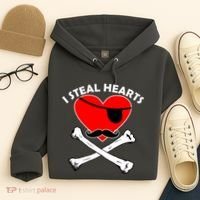 I Steal Hearts Pirate Crossbones Mustache Valentine's Day Design Hoodie thumb 4