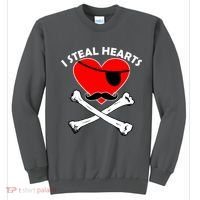 I Steal Hearts Pirate Crossbones Mustache Valentine's Day Design Sweatshirt thumb 0