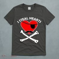 I Steal Hearts Pirate Crossbones Mustache Valentine's Day Design T-Shirt thumb 5