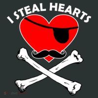 I Steal Hearts Pirate Crossbones Mustache Valentine's Day Design Button thumb 1
