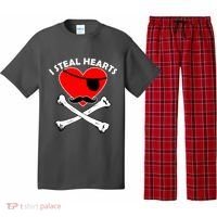 I Steal Hearts Pirate Crossbones Mustache Valentine's Day Design Pajama Set thumb 0