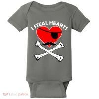 I Steal Hearts Pirate Crossbones Mustache Valentine's Day Design Baby Bodysuit thumb 0