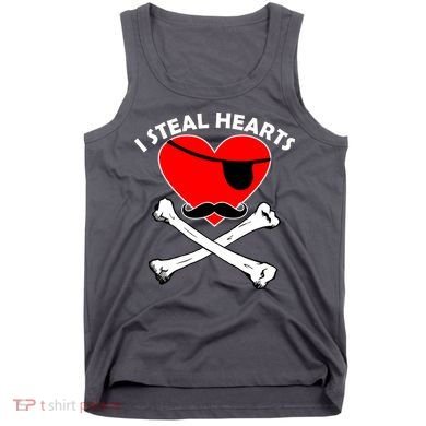 I Steal Hearts Pirate Crossbones Mustache Valentine's Day Design Tank Top