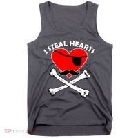 I Steal Hearts Pirate Crossbones Mustache Valentine's Day Design Tank Top thumb 0