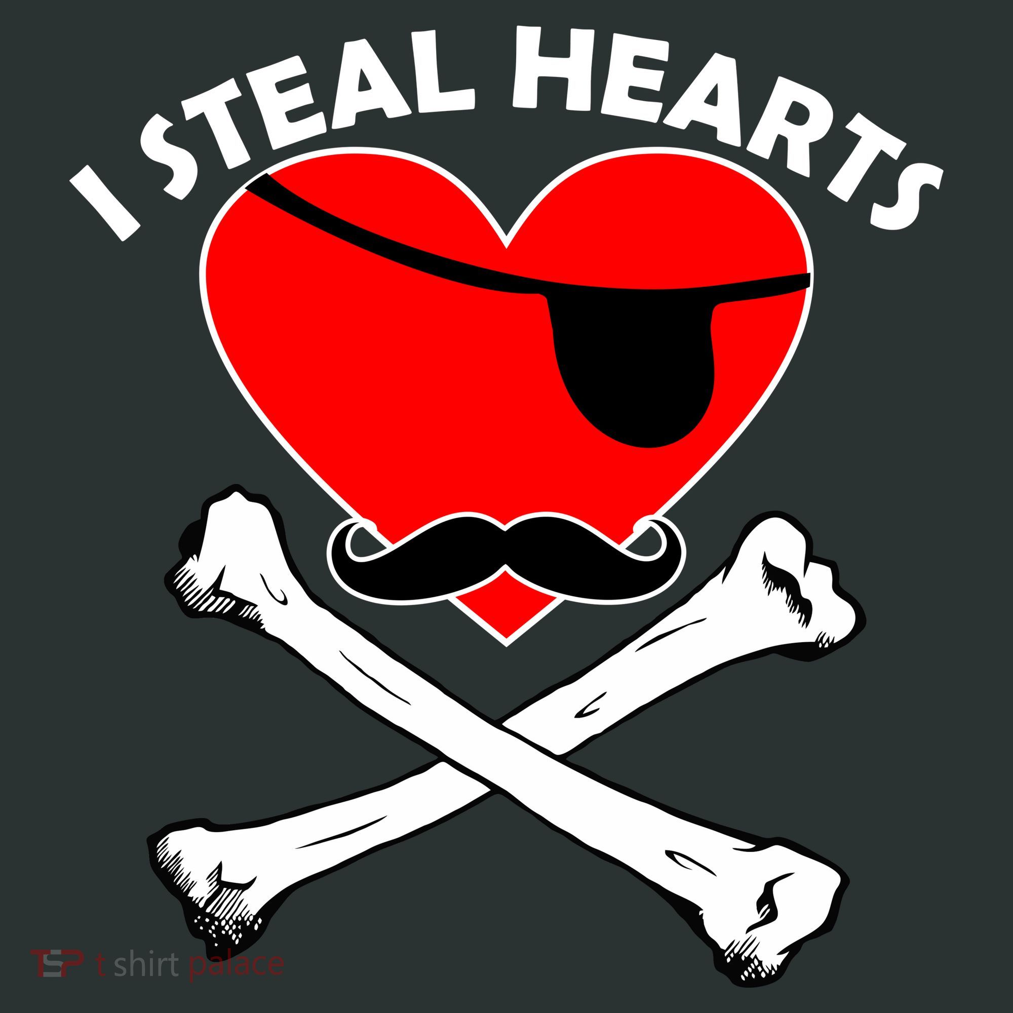 I Steal Hearts Pirate Crossbones Mustache Valentine's Day Design Tank Top