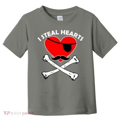 I Steal Hearts Pirate Crossbones Mustache Valentine's Day Design Toddler T-Shirt