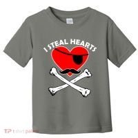 I Steal Hearts Pirate Crossbones Mustache Valentine's Day Design Toddler T-Shirt thumb 0