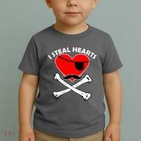 I Steal Hearts Pirate Crossbones Mustache Valentine's Day Design Toddler T-Shirt thumb 2