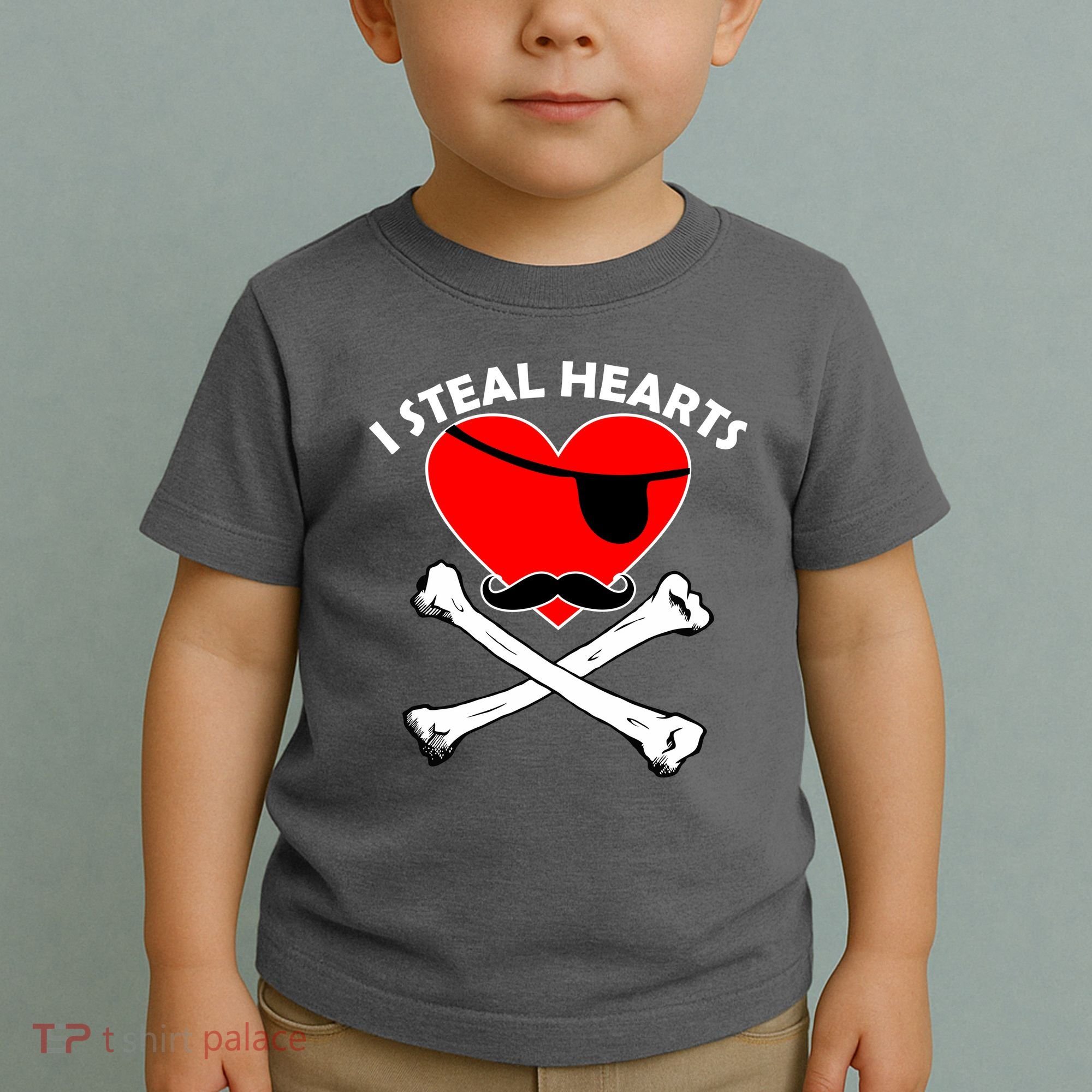 I Steal Hearts Pirate Crossbones Mustache Valentine's Day Design Toddler T-Shirt