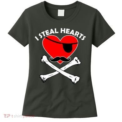 I Steal Hearts Pirate Crossbones Mustache Valentine's Day Design Women's T-Shirt