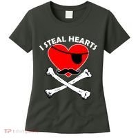 I Steal Hearts Pirate Crossbones Mustache Valentine's Day Design Women's T-Shirt thumb 0