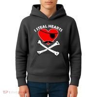 I Steal Hearts Pirate Crossbones Mustache Valentine's Day Design Kids Hoodie thumb 4
