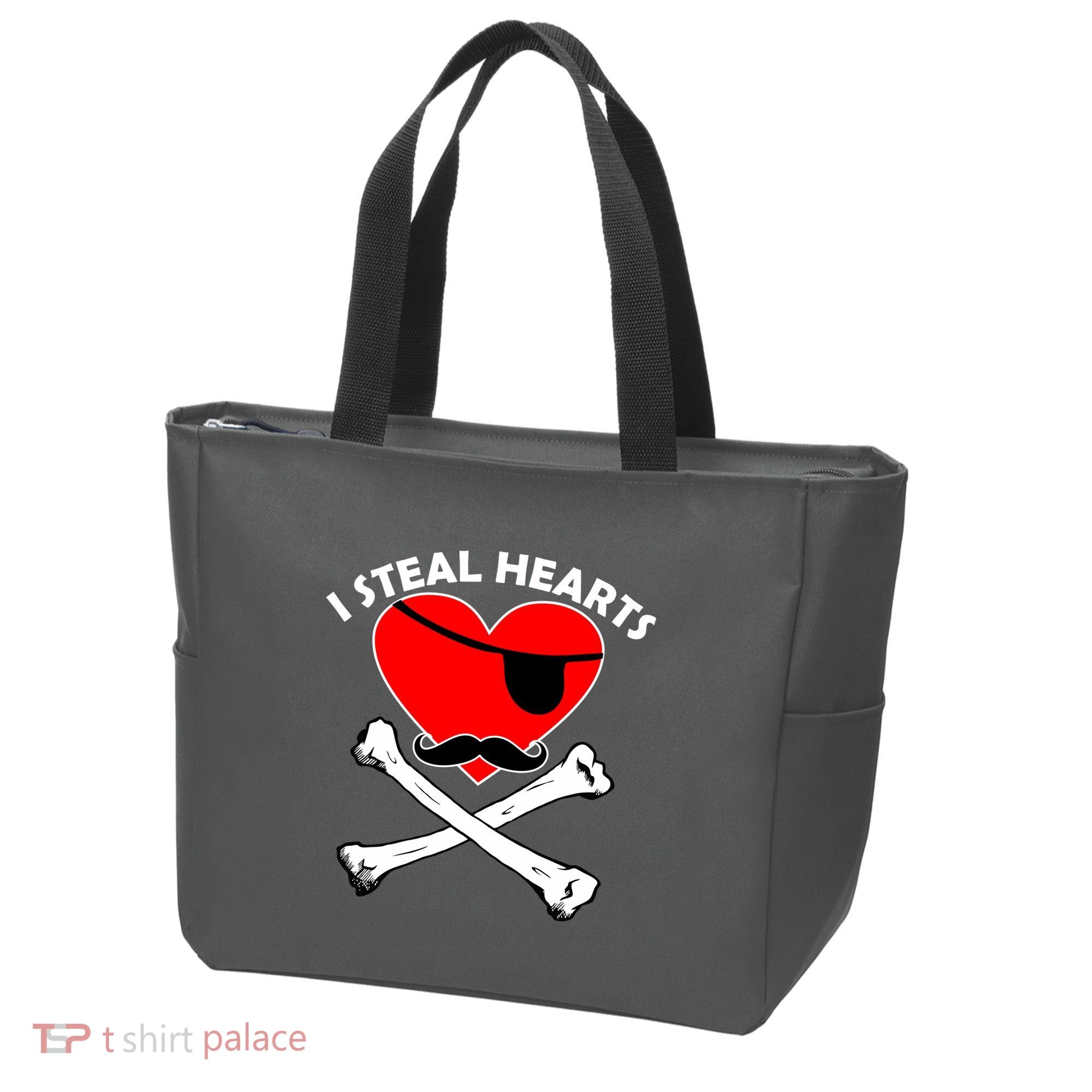 I Steal Hearts Pirate Crossbones Mustache Valentine's Day Design Tote Bag