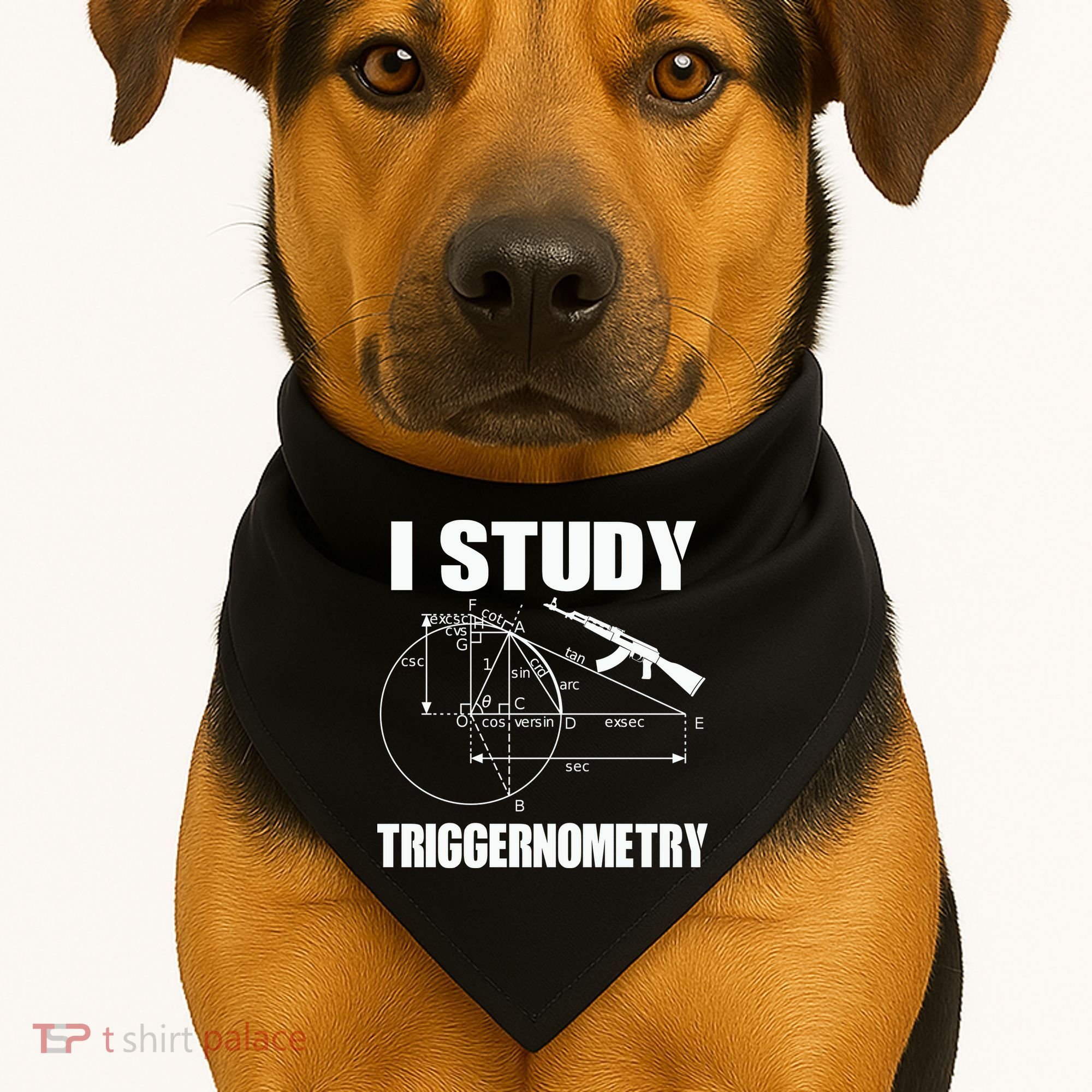 I Study Triggernometry Gun USA-Made Doggie Bandana