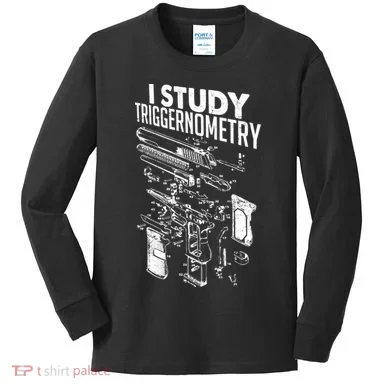 I Study Triggernometry Gun Diagram Kids Long Sleeve Shirt