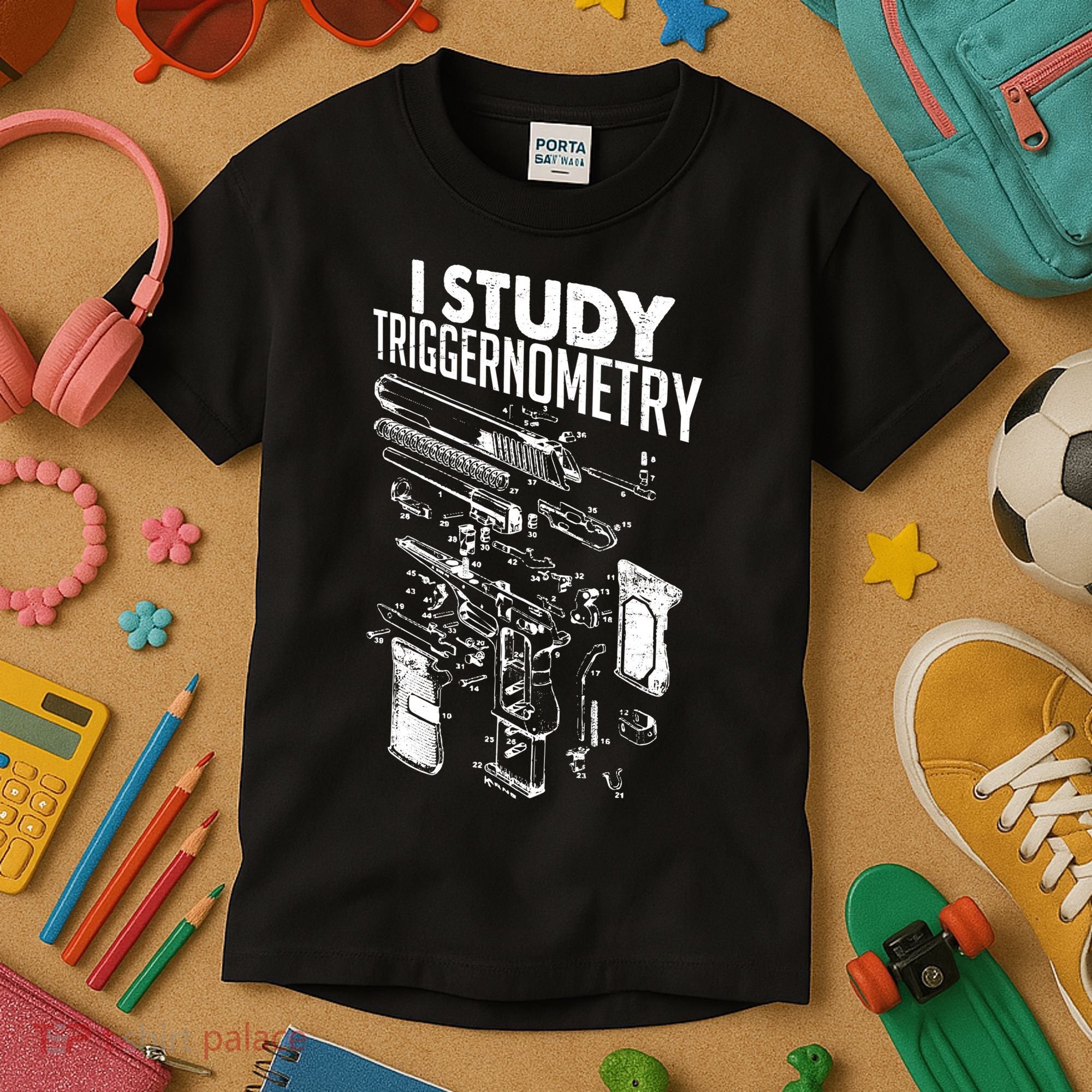 I Study Triggernometry Gun Diagram Kids T-Shirt