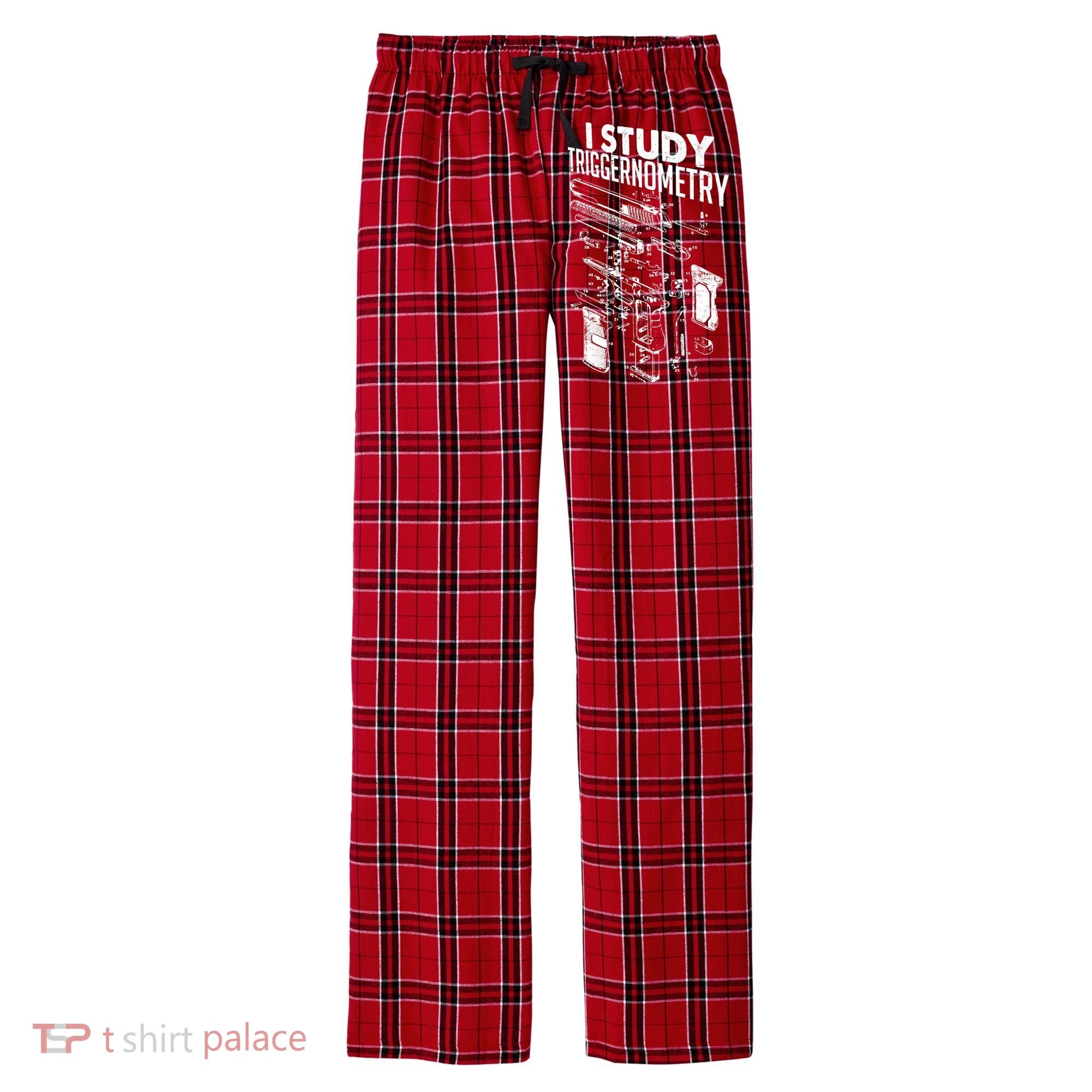 I Study Triggernometry Gun Diagram Men's Flannel Plaid Pajama Pants