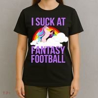 I Suck At Fantasy Football Unicorn T-Shirt thumb 4