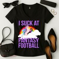 I Suck At Fantasy Football Unicorn Women's V-Neck T-Shirt thumb 2