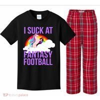 I Suck At Fantasy Football Unicorn Kids Plaid Pajama Set thumb 0