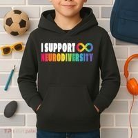 I Support Neurodiversity Kids Hoodie thumb 2