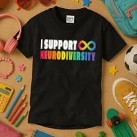 I Support Neurodiversity Kids T-Shirt thumb 3