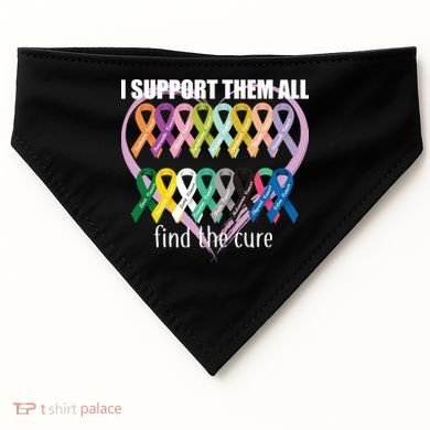 I Support Them All Find A Cure Cancer Awareness USA-Made Doggie Bandana