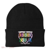 I Support Them All Find A Cure Cancer Awareness Beanie thumb 0