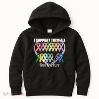 I Support Them All Find A Cure Cancer Awareness Kids Hoodie thumb 0