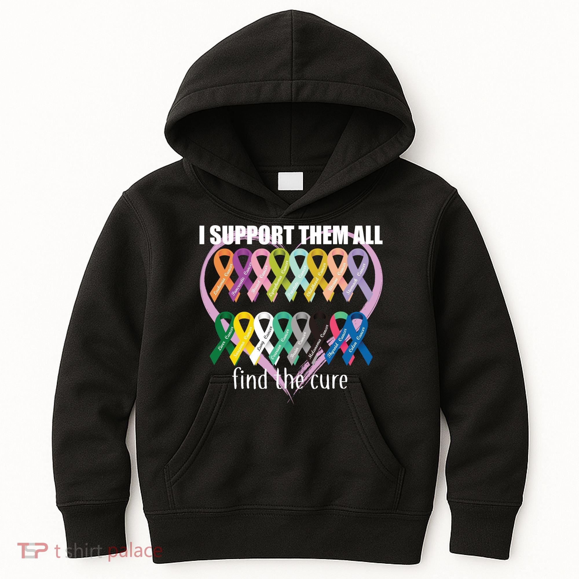 I Support Them All Find A Cure Cancer Awareness Kids Hoodie