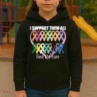I Support Them All Find A Cure Cancer Awareness Kids Hoodie thumb 3