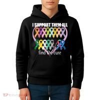 I Support Them All Find A Cure Cancer Awareness Kids Hoodie thumb 4