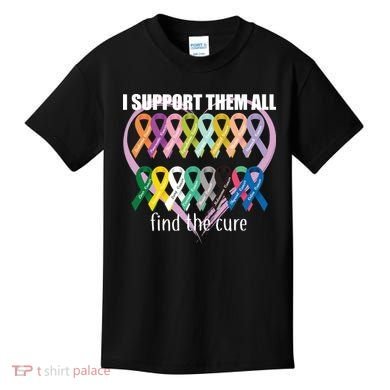 I Support Them All Find A Cure Cancer Awareness Kids T-Shirt