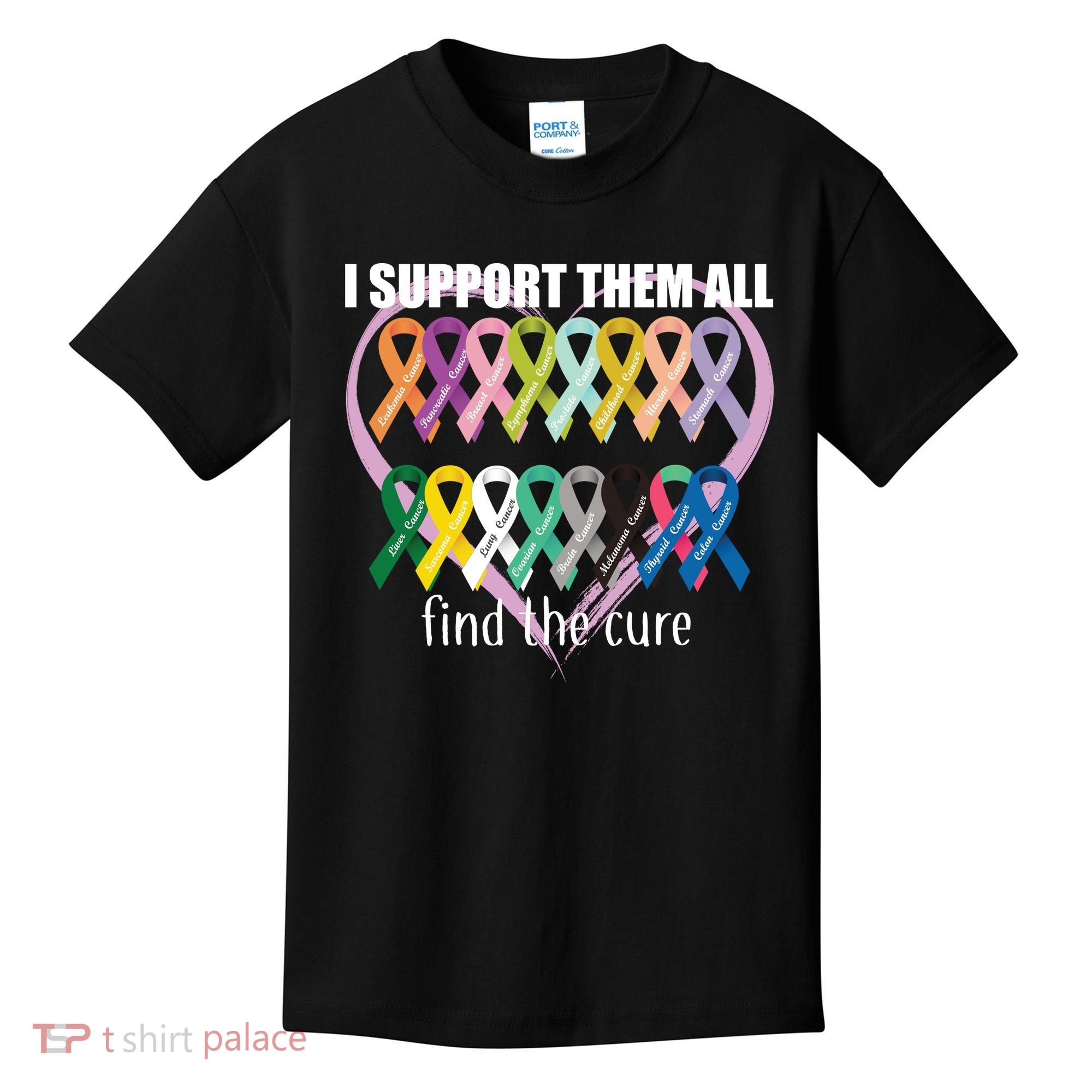 I Support Them All Find A Cure Cancer Awareness Kids T-Shirt