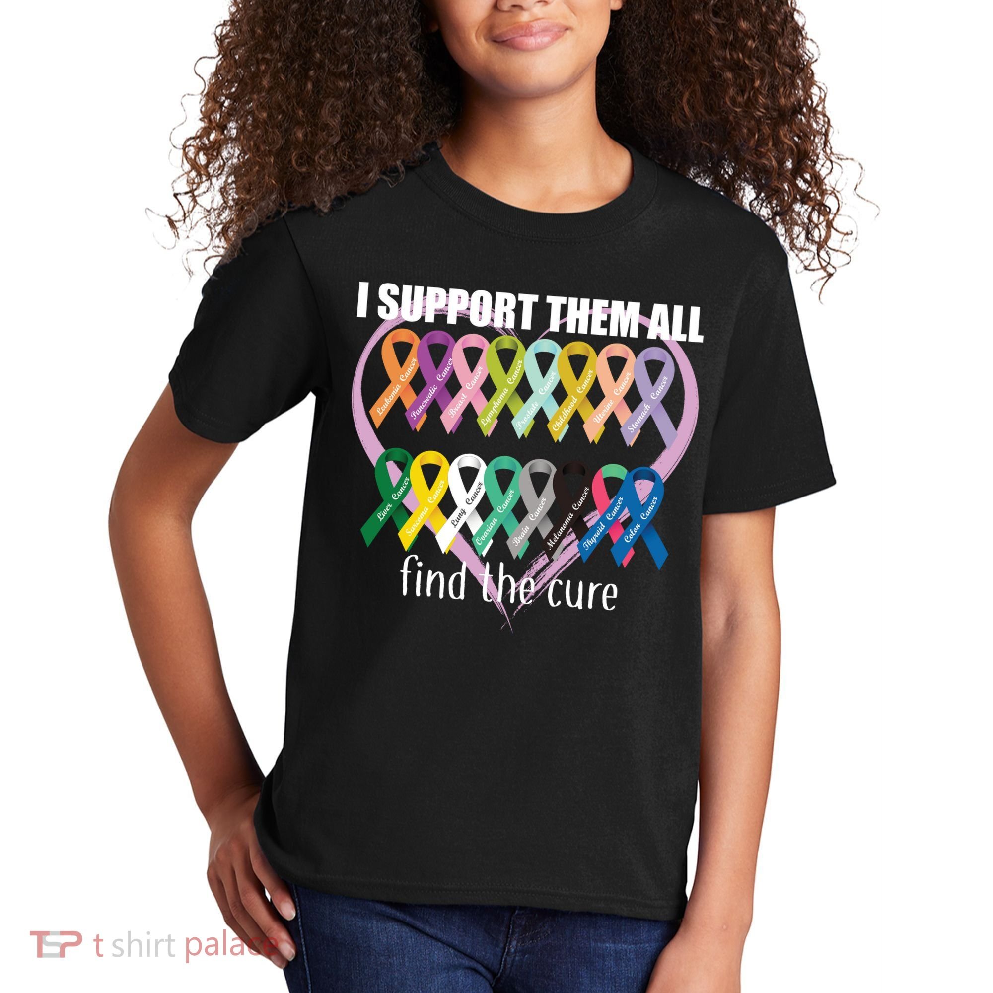 I Support Them All Find A Cure Cancer Awareness Kids T-Shirt