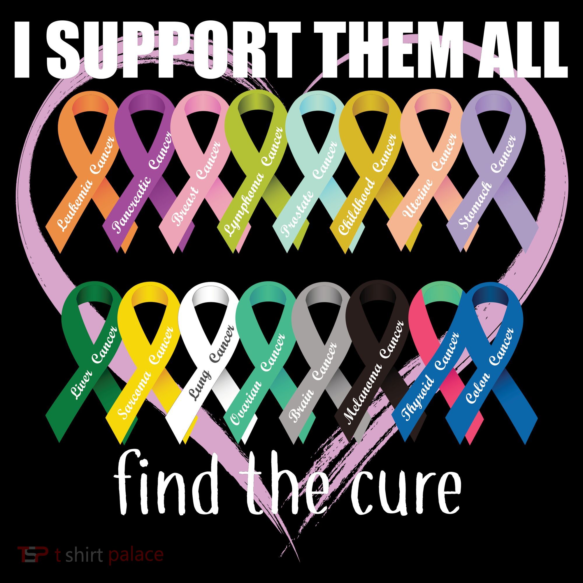 I Support Them All Find A Cure Cancer Awareness Kids T-Shirt