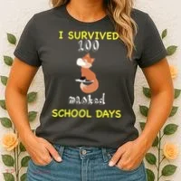 I Survived 100 Masked School Days Women's T-Shirt thumb 2