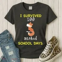 I Survived 100 Masked School Days Women's T-Shirt thumb 3